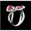 Image 3 : 18KT White Gold 1.15ctw Ruby and Diamond Ring