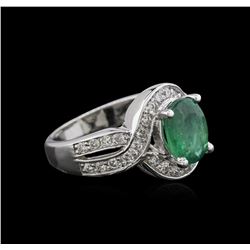 14KT White Gold 2.07ct Emerald and Diamond Ring