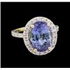 Image 1 : 5.86ct Tanzanite and Diamond Ring - 14KT Yellow Gold