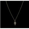 Image 2 : 10KT Yellow Gold 0.20ct Aquamarine Cross Pendant With Chain