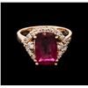 Image 1 : 3.35ct Pink Tourmaline and Diamond Ring - 14KT Rose Gold