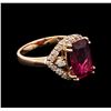 Image 2 : 3.35ct Pink Tourmaline and Diamond Ring - 14KT Rose Gold