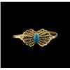 Image 1 : 21KT Yellow Gold Turquoise Butterfly Bangle Bracelet