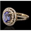 Image 1 : 14KT Yellow Gold 2.37ct Tanzanite and Diamond Ring