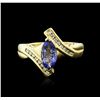 Image 2 : 14KT Yellow Gold 0.99ct Tanzanite and Diamond Ring