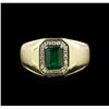 Image 2 : 1.56ct Emerald and Diamond Ring - 14KT Yellow Gold