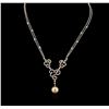 Image 2 : Pearl and Diamond Necklace - 18KT White Gold