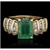 Image 2 : 14KT Yellow Gold 3.26ct Emerald and Diamond Ring