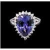 Image 2 : 6.63ct Tanzanite and Diamond Ring - 14KT White Gold