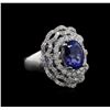 Image 1 : 3.84ct Tanzanite and Diamond Ring - 18KT White Gold