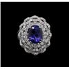 Image 2 : 3.84ct Tanzanite and Diamond Ring - 18KT White Gold