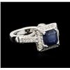 Image 1 : 14KT White Gold 2.47ct Sapphire and Diamond Ring