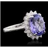 Image 2 : 14KT White Gold 4.50ct Tanzanite and Diamond Ring