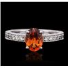 Image 1 : 14KT White Gold 1.30ct Spessartite and Diamond Ring