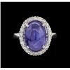 Image 2 : 9.05ct Tanzanite and Diamond Ring - 14KT White Gold