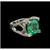 Image 1 : 14.90ct Emerald and Diamond Ring - 14KT White Gold