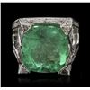 Image 2 : 14.90ct Emerald and Diamond Ring - 14KT White Gold