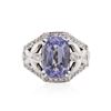 Image 2 : 14KT White Gold 4.16ct Blue Tourmaline and Diamond Ring