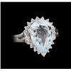 Image 1 : 4.37ctw Aquamarine and Diamond Ring - 14KT White Gold