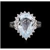 Image 2 : 4.37ctw Aquamarine and Diamond Ring - 14KT White Gold