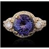 Image 2 : 14KT Yellow Gold 4.48ct Tanzanite and Diamond Ring