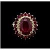 Image 2 : 9.11ctw Ruby and Diamond Ring - 14KT Yellow Gold
