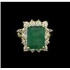 Image 2 : 4.45ct Emerald and Diamond Ring - 14KT Yellow Gold