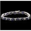 Image 1 : 14KT White Gold 19.76ctw Sapphire and Diamond Bracelet