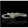 Image 1 : 14KT White Gold 1.87ctw Diamond Ring Wedding Set