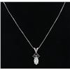 Image 2 : 0.70ct Diamond and Sapphire Pendant With Chain - 14KT White Gold