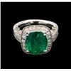 Image 2 : 4.63ctw Emerald and Tsavorite Ring - 14KT White Gold