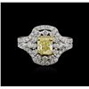 Image 2 : 18KT Two-Tone Gold GIA Certified 2.07ctw Fancy Yellow Diamond Ring