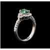 Image 3 : 0.73ct Emerald and Diamond Ring - 14KT White Gold