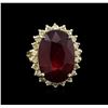 Image 2 : 16.74ct Ruby and Diamond Ring - 14KT Yellow Gold