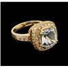Image 2 : 4.15ct Aquamarine and Diamond Ring - 14KT Yellow Gold