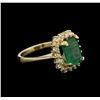 Image 1 : 2.22ct Emerald and Diamond Ring - 14KT Yellow Gold