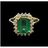 Image 2 : 2.22ct Emerald and Diamond Ring - 14KT Yellow Gold