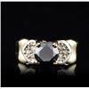 Image 1 : 14KT Yellow Gold 1.70ct Black & White Diamond Ring