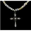 Image 1 : 14KT White Gold 51.89ctw Rough Diamond Necklace With Charm