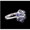 Image 1 : 14KT White Gold 1.37ct Tanzanite, Sapphire and Diamond Ring