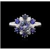 Image 2 : 14KT White Gold 1.37ct Tanzanite, Sapphire and Diamond Ring