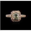 Image 2 : 14KT Rose Gold 1.27ctw Fancy Green Diamond Ring