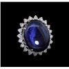 Image 1 : GIA Cert 45.99ct Blue Star Sapphire and Diamond Ring - 14KT White Gold
