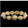 Image 2 : 18.50ctw Opal and Diamond Bracelet - 14KT Yellow Gold