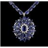 Image 2 : 50.95ctw Blue Sapphire and Diamond Necklace - 14KT White Gold