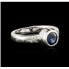 Image 1 : 14KT White Gold 1.12ct Sapphire and Diamond Ring