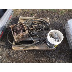 Pallet of hydraulic hoses & threaded pipe connectors