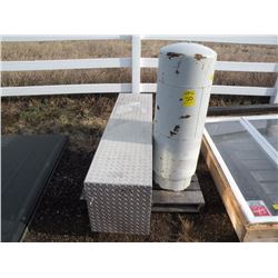 Diamond plate tool box, well water tank, 1 spool of 22 guage wire