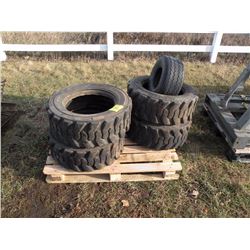 Qty 4 used 10-16.5 tires & 1 used trailer tire