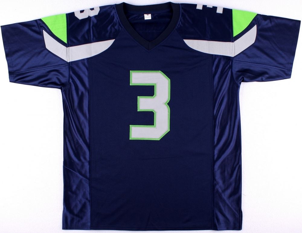 Russell Wilson Seahawks OnField Style Custom Stitched